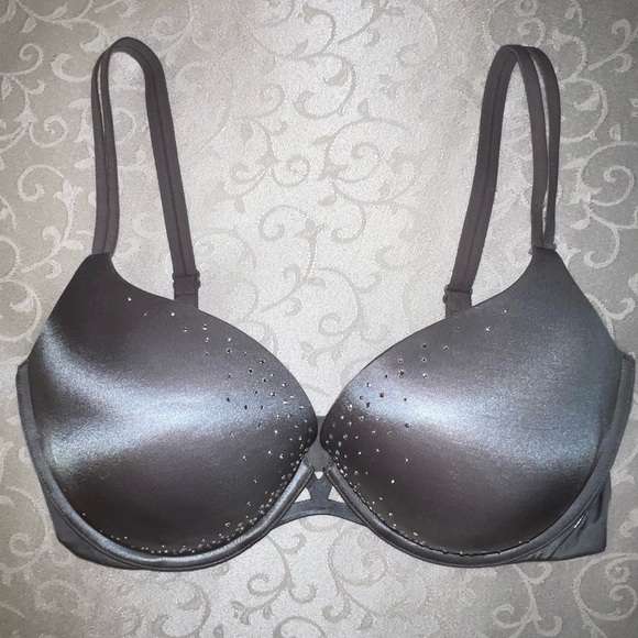 Victoria’s Secret Very Sexy Push-Up Crystal Rhinestone Embellished Grey Bra - Picture 1 of 16